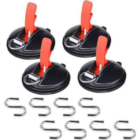 Ventosas para coche con ganchos de montaje en forma de S, herramienta de anclaje multifuncional, montaje para coche, lona para equipaje, tienda, tensor para coche, 4 Uds. (1/5)