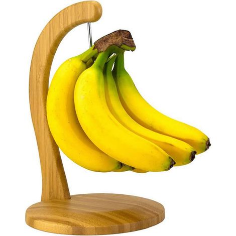 Bananen-Fruchthalter aus Bambus mit Haken aus Edelstahl für Küchenarbeitsplatten (1/3)