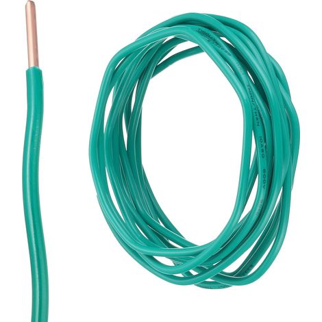 10 Pieds Fil Electrique Isolé Cuivre Solide 10 AWG Câble de Raccordement Fil THHN Résidentiel, Industriel, Mise à la Terre, Classé 600 Volts, Vert (1/5)