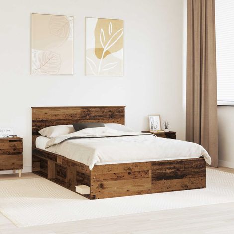 vidaXL Bettrahmen Altholz 140 x 190 cm Massives Kiefernholz (1/5)
