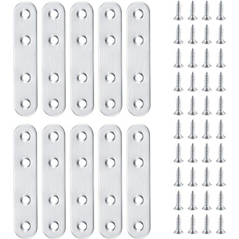 20 Pcs Equerre Plate Metal, Equerre Metal, Connecteurs Plats en Acier Inoxydable, Supports d'Angle Plats, Équerre de Fixation Droit Plats, Pattes d'assemblage pour Chaises Meubles Bois(80 x 17 mm) (1/5)