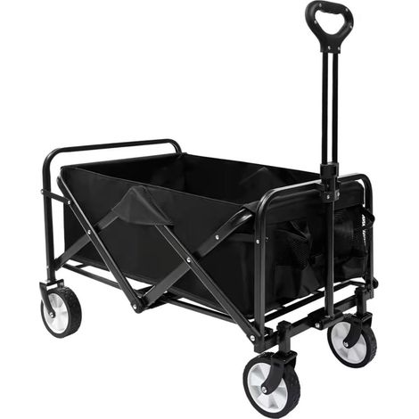 ORION91 Carro Plegable Playa Jardín Casa Almacén 4 Ruedas 92 x 73 x 45 cm Soporta 75Kg Negro - SpazioLuzio