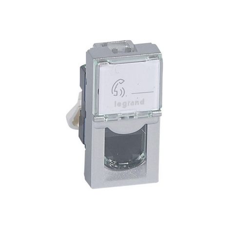 Prise RJ45 catégorie 6 UTP Mosaic 1 module alu LEGRAND 079461 (1/2)