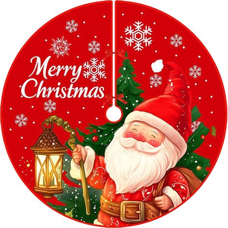 Ardoise Pour Arbre De Noël - Diamètre 90 Cm - Tissu Polyester - Motif Père Noël - Pour Décoration Intérieure Festive - 1 Pièce (1/5)
