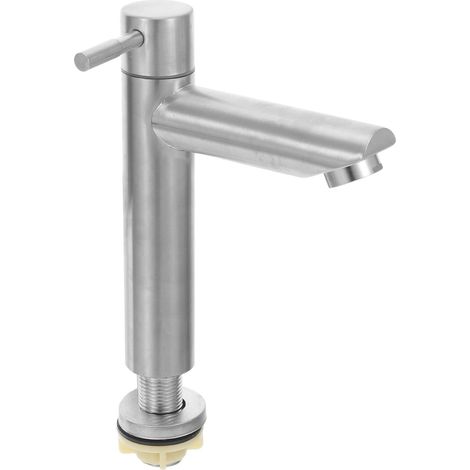 Robinet de lavabo, inox 304, argenté, eau froide, pour vasque (1/5)