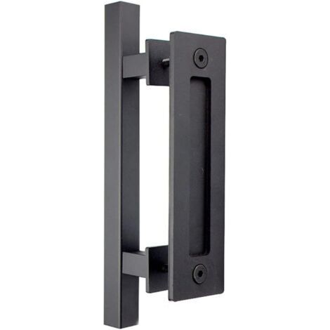 Barn Door Handle, Square Pull and Recess Sliding Door Handles - Heavy Duty Hardware for Barn Doors, Closet Doors, Sheds, Matte Black (30cm) (1/5)