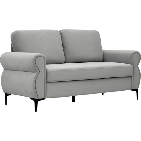 ELVMI Divano lineare con Rivestimenti Sfoderabili, Seduta Ergonomica e Piedini Alti, in Tessuto e Metallo, Grigio Chiaro (1/5)