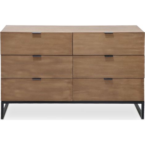 Commode 6 tiroirs Panara L120cm Bois d'acacia patiné (1/5)