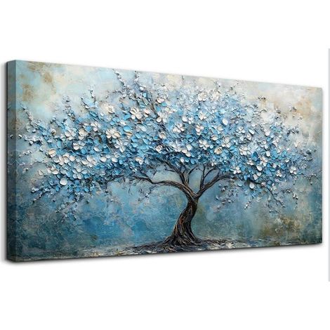 Wandbild Leinwand Baum des Lebens blau Blühender Baum 146L x 73B cm (1/5)