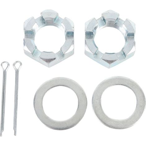 Jeu de 2 Serrures pour Axe de Remorque - Galvanisé Argent - Kit de 6 Pièces (Écrous 1 pouce, Rondelles, Goupilles 2.2 pouces) (1/4)