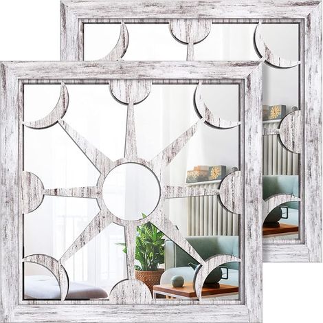 Miroir Carré 2pcs Miroirs Muraux 30x30 CM Salon Couloir Entrée Miroirs Jardin Extérieurs Murs (1/5)