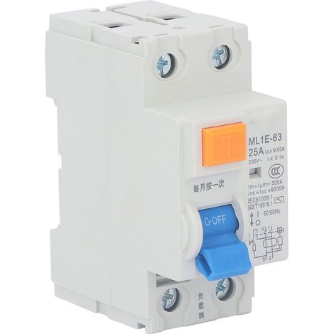 Disjoncteur différentiel BERM® ML1E-63 1P+N 25A 230V, protection module 1P+N, interrupteur automatique certifié, usage domestique (1/5)