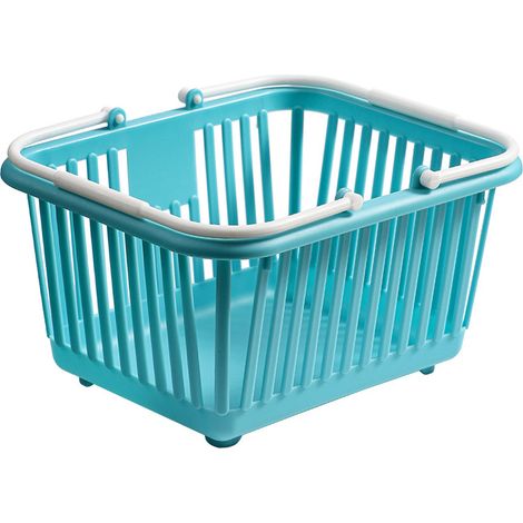 Mini panier de rangement multifonctionnel, organisateur en plastique Compact avec poignée pour bureau, bleu lac (1/5)