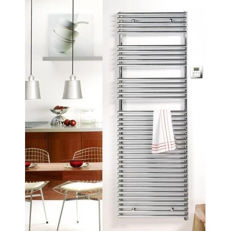 Acova – Sèche-serviette électrique chromé 600W – Design exclusif avec régulation RadioFréquence – Éléments ronds 25mm – Finition anticorrosion (1/7)