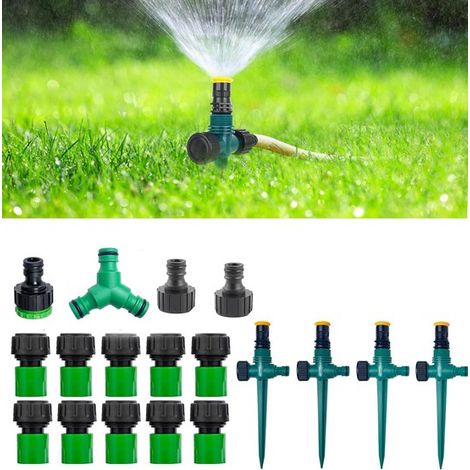 Aspersor de jardín, 16 piezas, Aspersor giratorio de 360°, Alcance de 10 m, Incluye conector rápido, Sistema de riego automático, plantas (1/5)