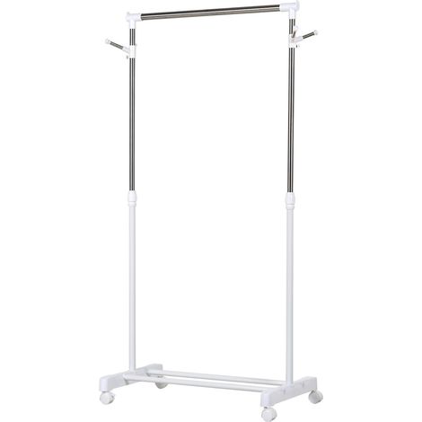 Portant à vêtements à hauteur réglable avec étagère de rangement et 4 roulettes, 68,5 x 42 x 87-145 cm