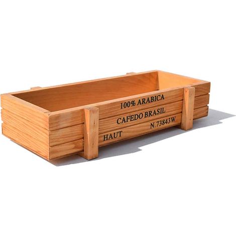 Vintage Wooden Flower Planter Rectangle Box, Desktop Storage Tray for Mini Green Plants, Home Table Decor (1/5)