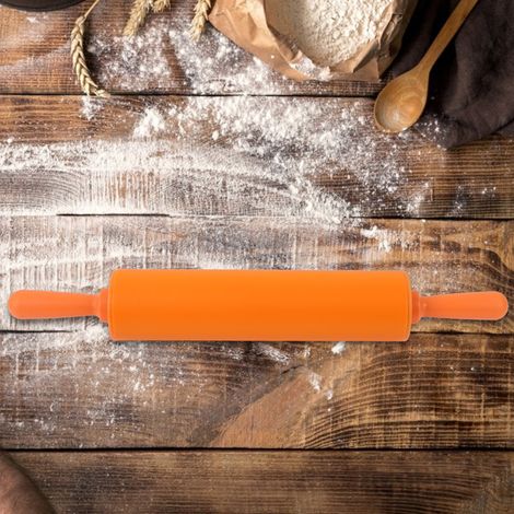 Rouleau à pâtisserie en silicone coloré, outil pour étaler la pâte à pain et à biscuits maison (orange) (1/5)