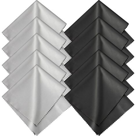 Mikrofasertücher, 10 Paar waschbare und wiederverwendbare Tücher (15 x 15 cm) zur Reinigung von Brillen, Kontaktlinsen und Bildschirmen, Schwarz & Grau (1/5)