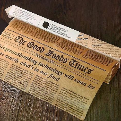 Retro-inspiriertes englisches Zeitungspapier für Backwaren, Küchenutensilien, lebensmittelechtes Fettpapier, Brot-, Sandwich-, Burger-, Pommes- und Keksverpackungen (1/4)