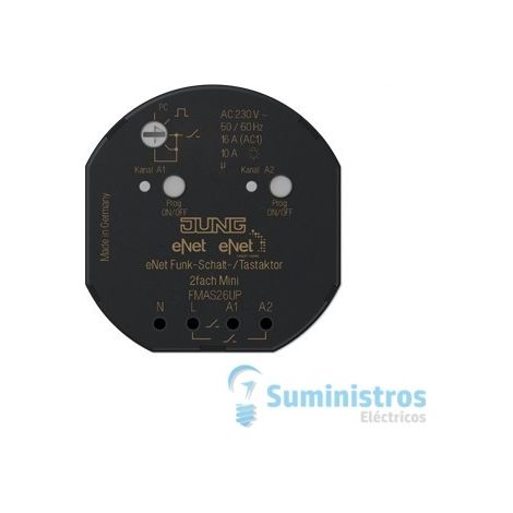 Jung eNet Actuador de conmutación/pulsador inalámbrico 2 veces Mini FM AS 26 UP