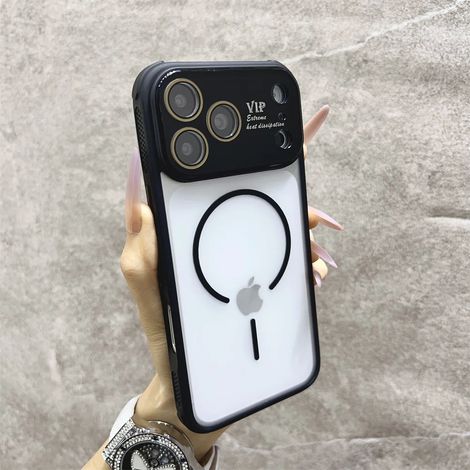 (iPhone 12 Pro, Noir) Étui de protection magnétique Magsafe pour iPhone, compatible avec la recharge sans fil, résistant aux chocs.
