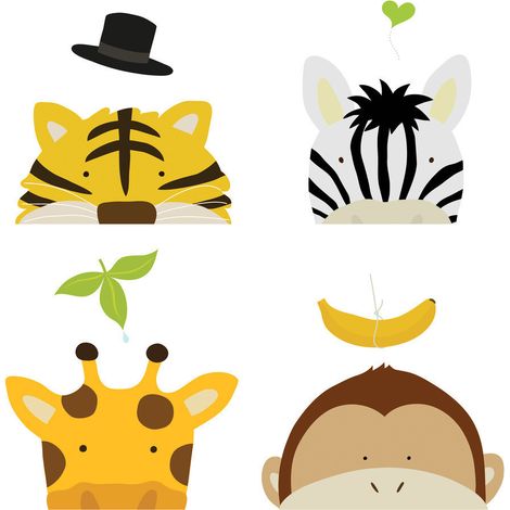 Stickers - Animaux Du Zoo - Gorille, Girafe - Hauteur 92.71 cm (1/3)