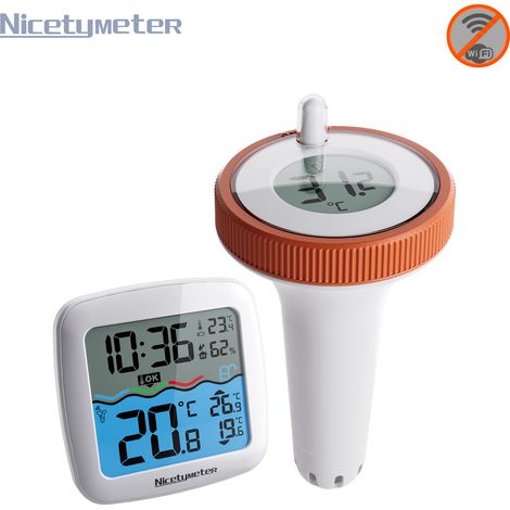 Thermomètre Intérieur et Extérieur Flottant sans Fil,Piscine Thermomètre Flottant Jauge,Thermomètre de Piscine Numérique pour Bassin de Spa de Piscine Intérieure Extérieure
