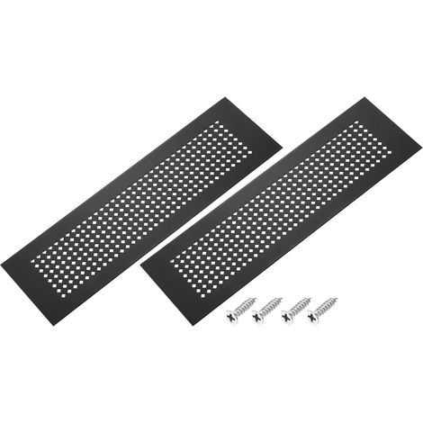 16 x 3 Zoll Türlüftungsgitter, 2 Stück, diamantperforiertes Aluminium-Lüftungsgitter mit Befestigungsschrauben, schwarz (1/5)