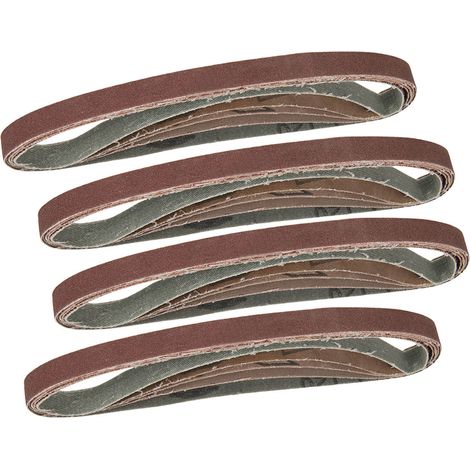 Silverline – Lot de 20 bandes abrasives 13x457 mm – Assortiment grains 40/60/80/120 – Pour ponçage bois, peinture, métal – Corindon avec liant résine