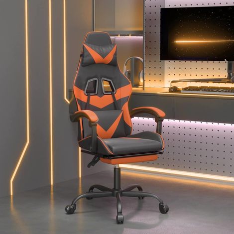vidaXL Chaise de jeu pivotante repose-pied Noir et orange Similicuir (1/5)