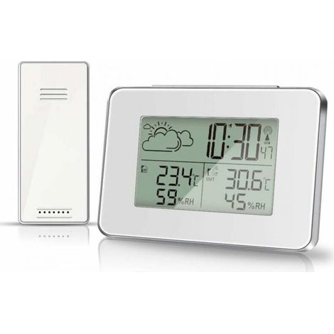 White Wireless Weather Station Thermometer Hygrometer for Indoor and Outdoor with External Sensor, LCD Display, Digital Temperature and Humidity Monitor with Backlight, YMYNY (1/3)