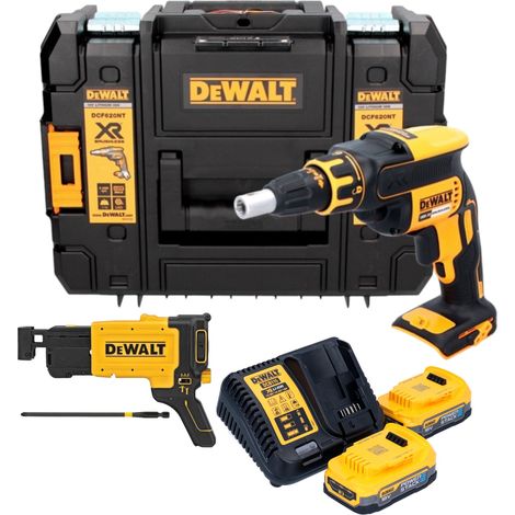 DeWalt DCF 620 E2T Akku Trockenbauschrauber 18 V 30 Nm Brushless + 2x Powerstack Akku 1,7 Ah + Ladegerät + TSTAK (1/5)