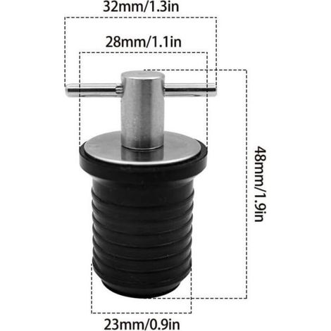 Bouchon De Vidange - Acier Inoxydable Et PVC - Pour Trous De Drainage 23 mm - Étanche À Double Joint - Bateau Et Usage Courant - Lot De 2 (1/4)