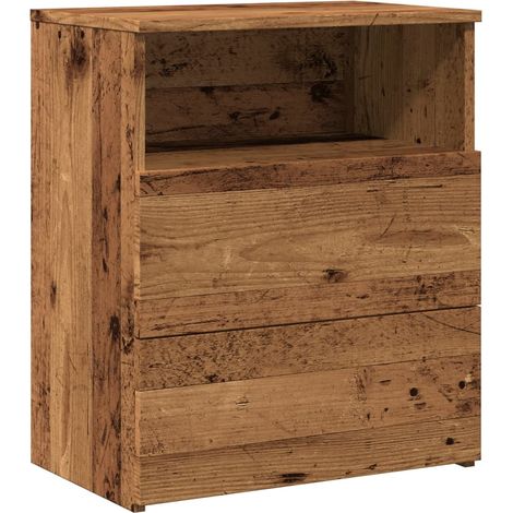 Comodino con due cassetti e un vano aperto 50 x 32 x 60 cm truciolare marrone DEC034717