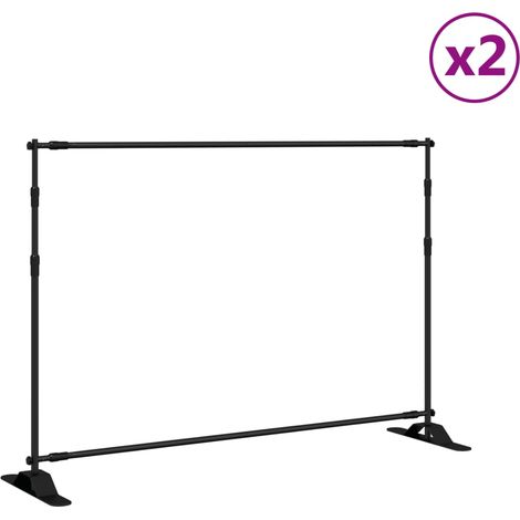 Supports de toile de fond 2 pcs noir 305x243 cm acier CFW889440 (1/5)