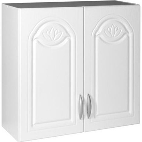 Tendencio – Meuble haut de cuisine 80 cm – 2 portes – 2 étagères – Mélaminé blanc – Pour espaces optimisés