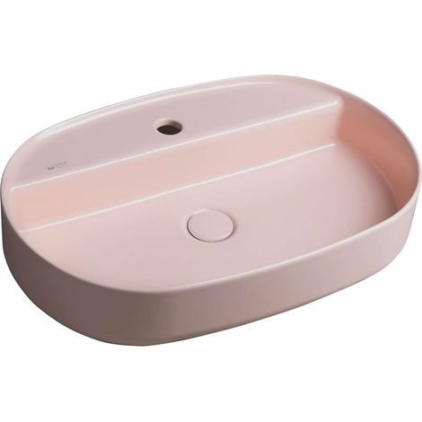 Sapho Isvea - Lavabo da appoggio, 60x40 cm, con foro per miscelatore, rosa salmone 10NF65060-2S (1/4)