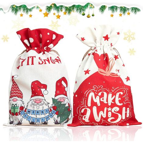 [JAMAIS UTILISÉ]Sac à cordon de Noël, sac cadeau de Noël, sac cadeau de Noël avec cordon de serrage, 30 x 50 cm, sac de rangement cadeau réutilisable et sac de bonbons de Noël (1/4)