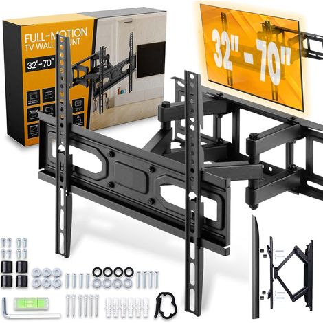 Support Mural TV pour Écrans 32-70 Pouces Orientable et Inclinable Fixation Télévision Plat et Incurvé LCD LED Jusqu'à 40KG Bras Doubles Solides et Robustes VESA 400x400 mm (1/5)