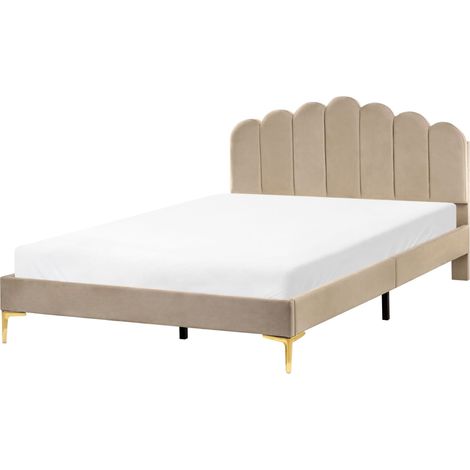 Bett mit Lattenrost Samtstoff SAUVIAN 160 x 200 cm Taupe