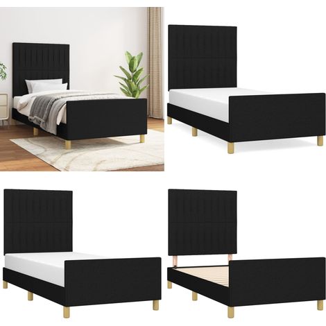 Bettgestell ohne Matratze Schwarz 90x200 cm Stoff - Bettsystem - Doppelbett - Boxspringbetten - Lattenrost - Schlafzimmermöbel - Home & Living (1/5)