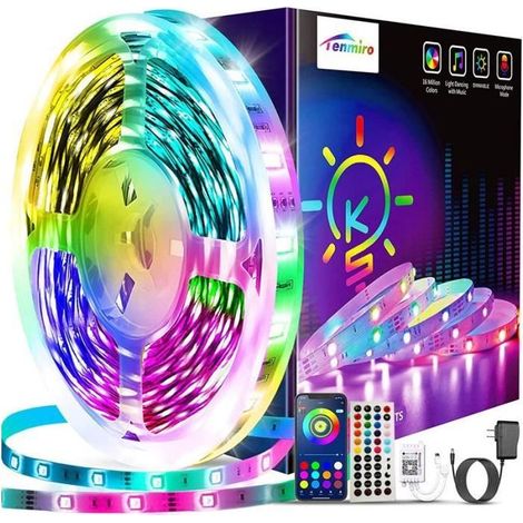 Ruban LED - ZGEER - 15m - Multicolore - Intensité variable - Contrle Bluetooth-Ywey (1/5)