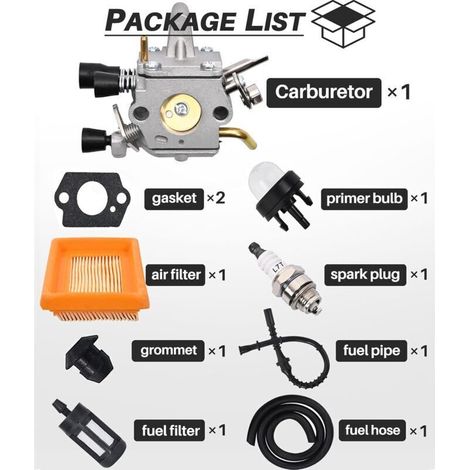 Kit carburateur complet pour STIHL FS120 à FR350 – Comprend filtre à air, joint, bougie et ampoule de démarrage – Marque JRISBO, pour tondeuse et débroussailleuse