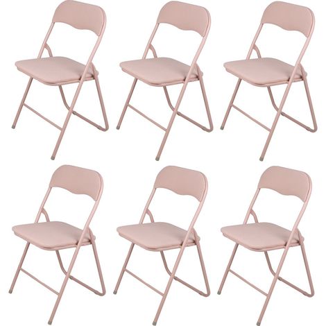 Chaise Pliante en Tissu et Métal Rose - Lot de 6 Chaises Pliables  Solides - Livraison gratuite