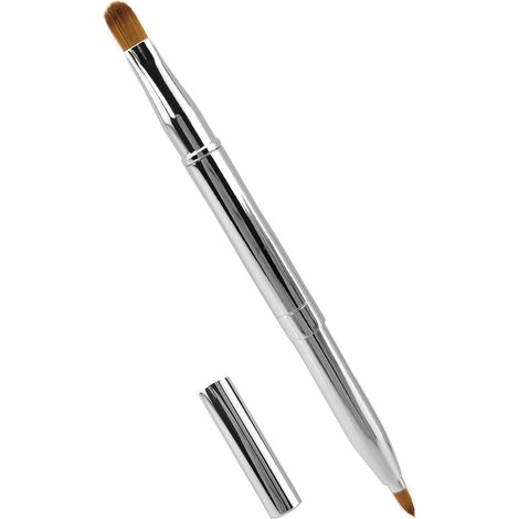 Pinceau à lèvres double broderie Quacc, pinceau rétractable pour rouge à lèvres, gloss, fard à paupières (argenté) (1/5)