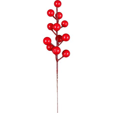 10 Stück/Set künstliche rote Kirschstiele, Festtagsbeerenstiele für Weihnachten
