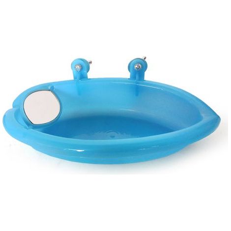 Kleine Papageienspielzeug-Badewanne mit Spiegel, geeignet für Vögel, Pfingstrose, Tigerfell, kann angebracht werden (Doppelspiegel) (1/4)