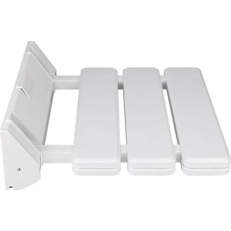 Wandmontierter, klappbarer/einziehbarer Duschsitz für Badezimmer, orthopädisches Badewannenbrett, rutschfester Badewannensitz mit Gewichten, ergonomischer Duschhocker mit Füßen (33 x 32 x 5 cm (Weiß)) (1/5)