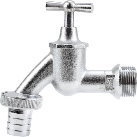 Robinet avec raccord de tuyau: grue d'eau chromée pour l'intérieur et à l'extérieur, 26,5 mm (G 3/4 Pouce) - fil, pour 19 mm (3/4 Pouce) - Tuyau (7331-20) (1/5)